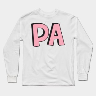 Film Crew On Set - PA - Pink Text - Front Long Sleeve T-Shirt